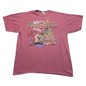 VTG 90s Taz Christmas T-Shirt XL Looney Tunes Tasmanian Devil Signet Made in USA